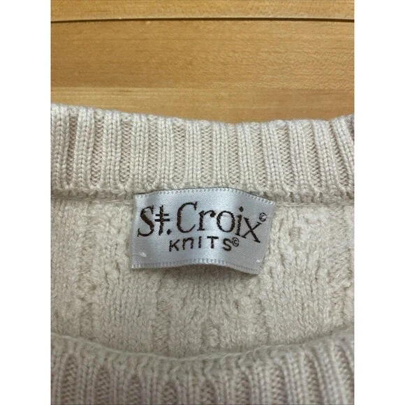 VTG St. Croix Men's Sweater USA Grandpa Core Chainlink Design Ivory Color M - Picture 5 of 12